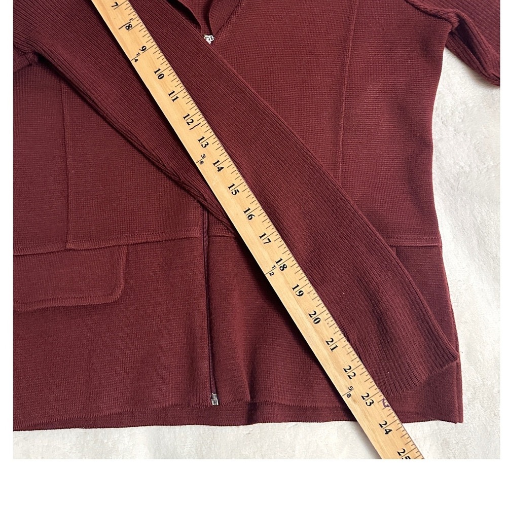 Morgano Italian Knit Zip Front Cardigan Sweater Merino Wool Blend M Red - Picture 12 of 12